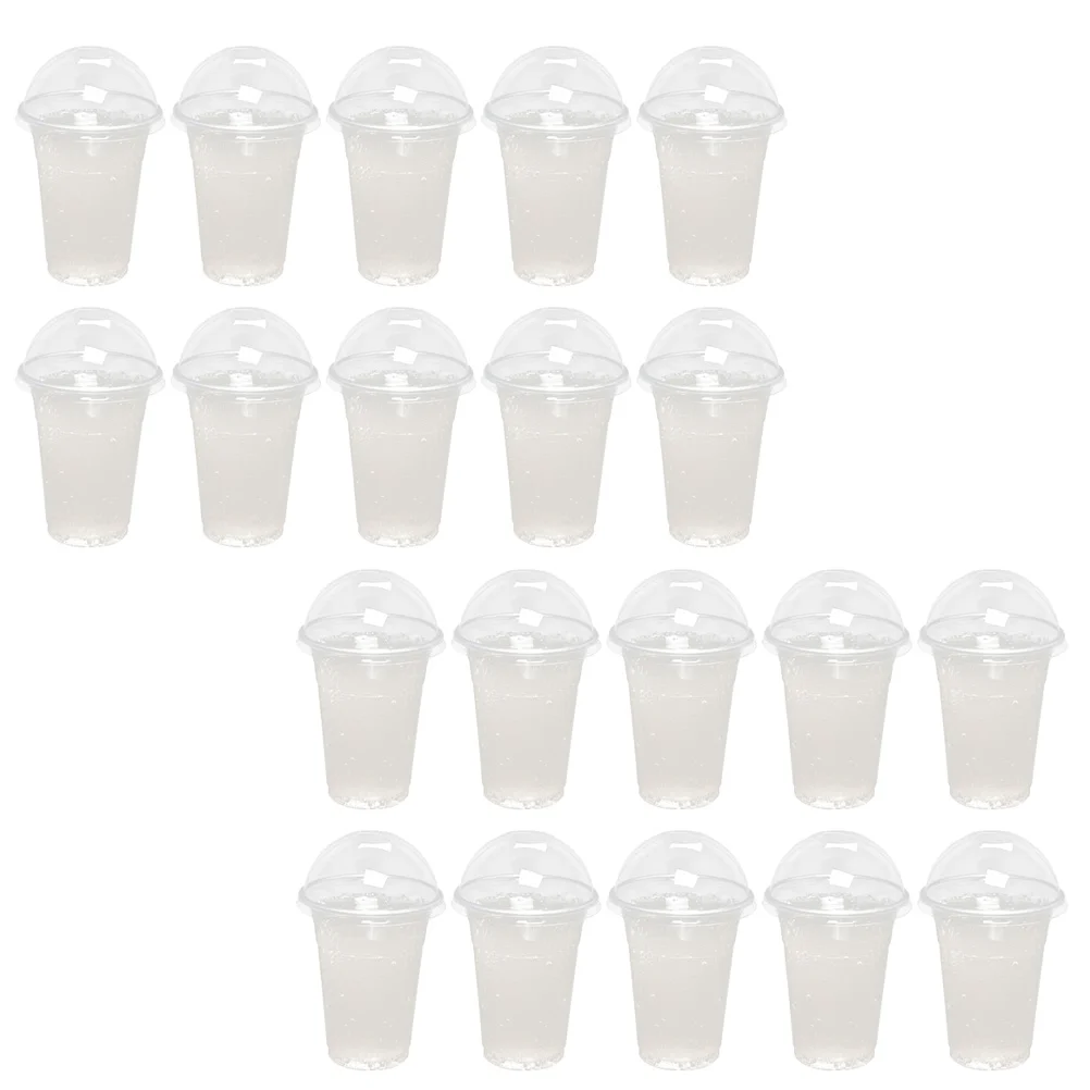 30 Pcs Disposable Beverage Cups Drink Juice Cup Travel Coffee Mugs With Lids Clear Plastic Fruit Cups Transparent Milk Tea