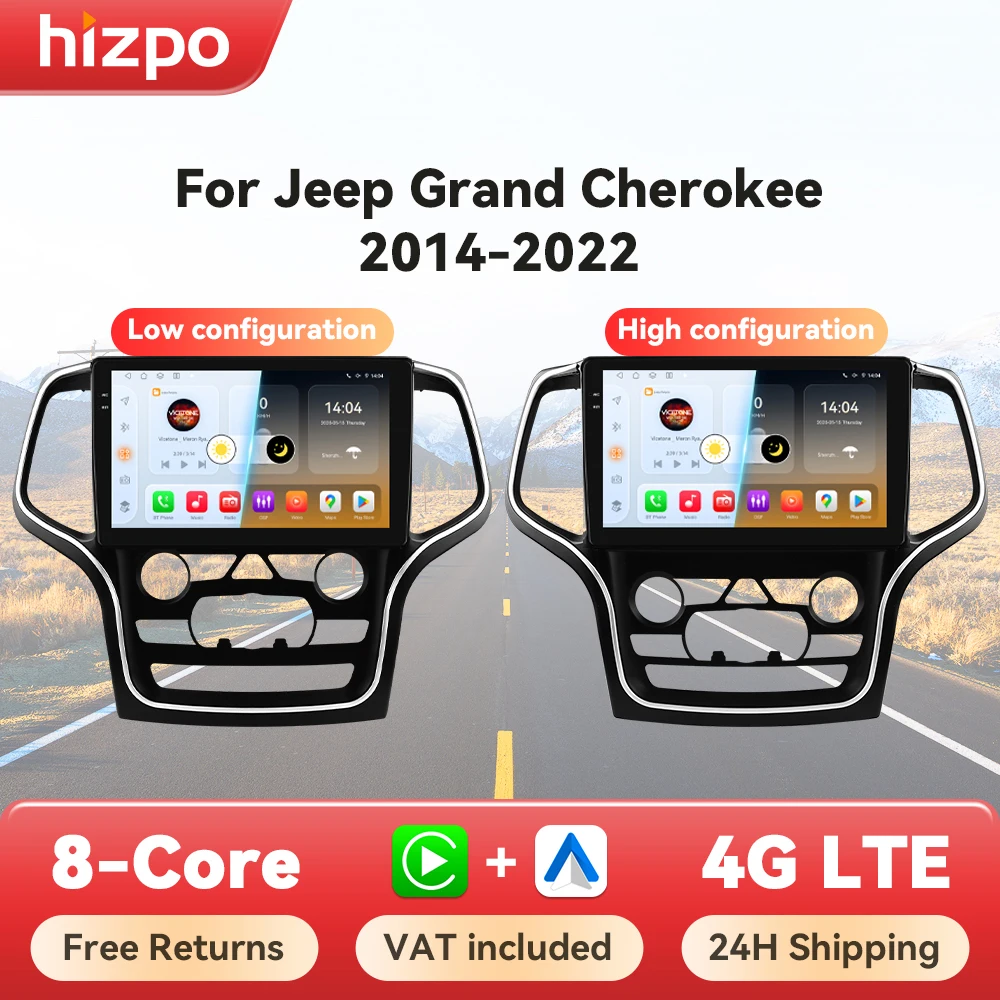 Hizpo-Radio con GPS para coche, reproductor Multimedia con Android, estéreo, Bluetooth, Carplay, para Jeep Grand Cherokee WK2 2014 - 2022 1