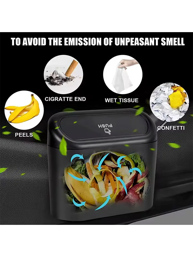 car trash can 1pcs Portable Hanging Car Trash Can+1 Roll Garbage Bag, Efficient Storage, Keep Your Car Clean, Environmentally Friendly Materia
