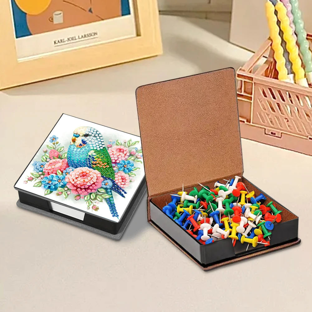 Goblin Leather Gem Art Sticky Note Holder Gem Painting Memo Pad Holder Mosaic Kit Rhinestones Post It Dispenser for Home Office