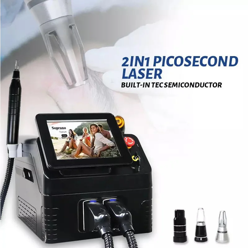 

808+PS 2in1 New System 808nm Diode Laser Permanent Hair Removal 2 IN 1 Nd Yag 755 Nm Picosecond Laser Tattoo Removal Machine