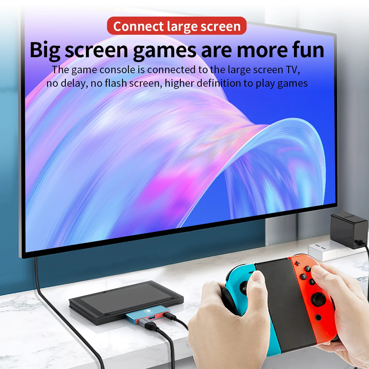 Game Dock Adapter Game Hub 3 in1 Docking Station with HDMI 4K@30Hz USB3.0 High-speed Transmission PD 100W Charging for Nintendo Switch/Nintendo Switch OLED