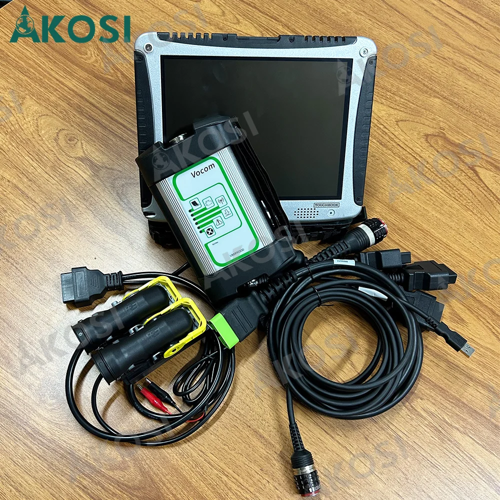 

For volvo/Renault/UD/Mack excavator scanner With ecu test cable Vocom Excavator Diagnostic Tool+ CF19 laptop