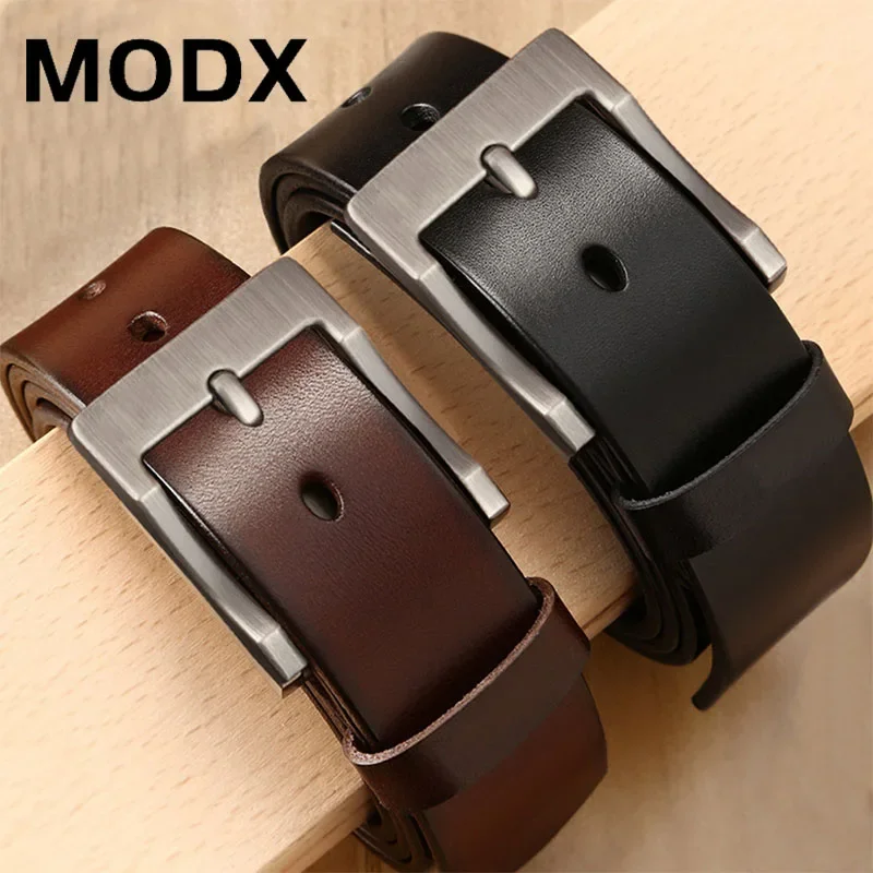 

MODX Men Belt Top quality cow genuine leather men's belt cowhide strap for male automatic buckle belts for men alloy buckle belt