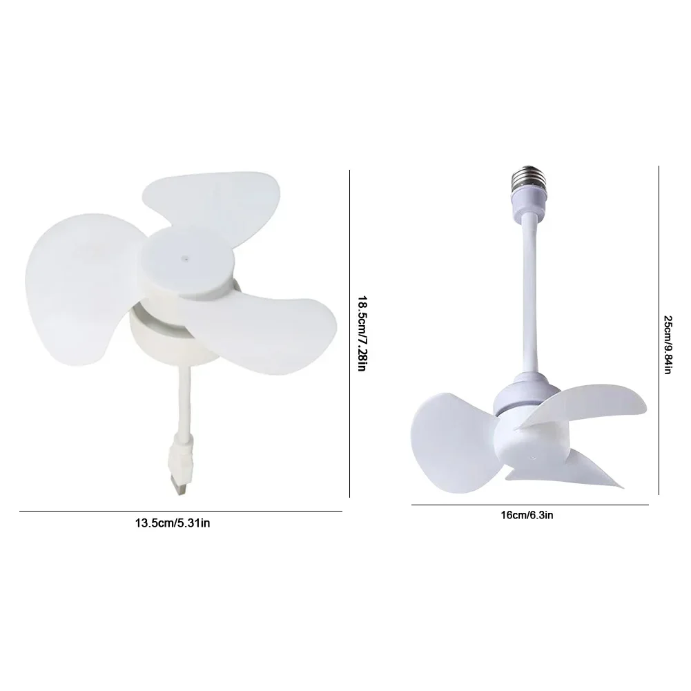 Indoor Ceiling Fan Light E27 Base/USB Light Bulb Fan with Socket Hose Extender Small Ceiling Fan Light for Kitchen Room 6