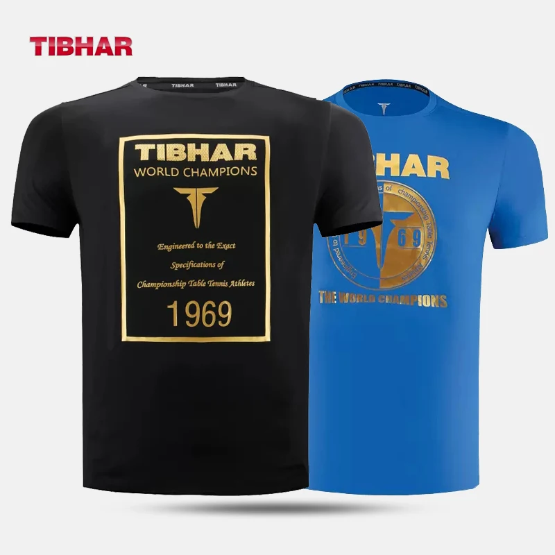 Tibhar 1969 Men Women Ping Pong Short Sleeve T-shirt Sportswear Top Table Tennis Shirts