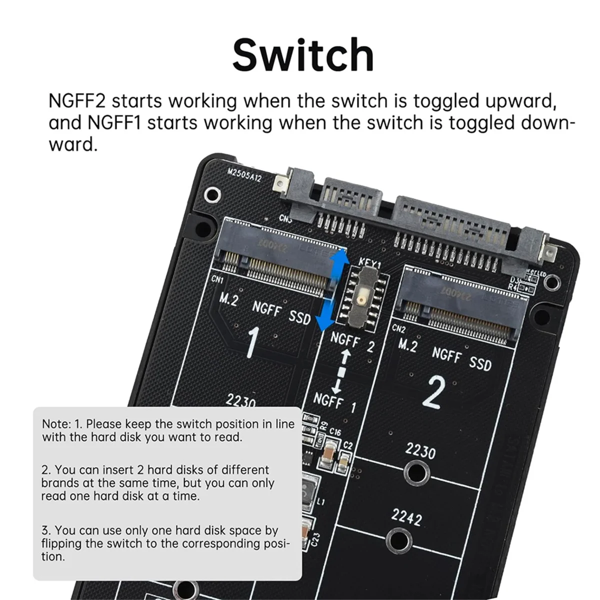 M.2 SATA (NGFF) to SATA 3.0 어댑터 카드, 듀얼 NGFF B 키, B & M 키, M.2 NGFF SDD to 2.5 인치 SATA III 컨버터 어댑터
