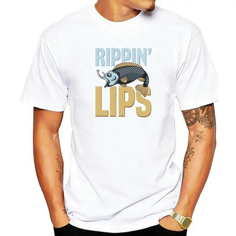 

cotton T-shirt brand top Rippin Lips Gift For A Fisherman Short Sleeve T-Shirt Retro Male T Shirt Print T Shirt Cotton Slim Fit