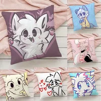 Boykisser Silly Cat Cute Pillow Case Pillowcase Anti-dustmite Pillow Invisible zipper silky short plush Sofa cushion cover 1