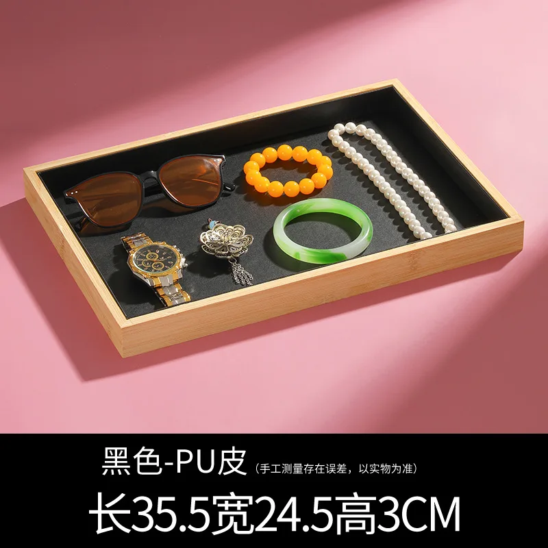 Bamboo Stackable Jewelry Organizer Tray, Jewelry Drawer Inserts Container Display Case Storage for Earring Necklace Rings