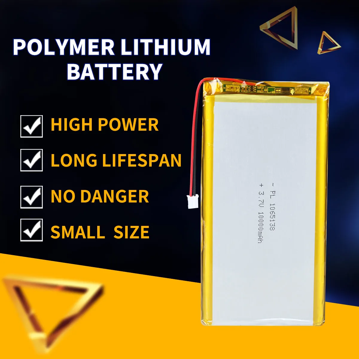 

3.7V 10000mAh 1065138 Rechargeable Battery Lithium Polymer Batterie Li-ion for Camera Drilling Machine Headphone MP4