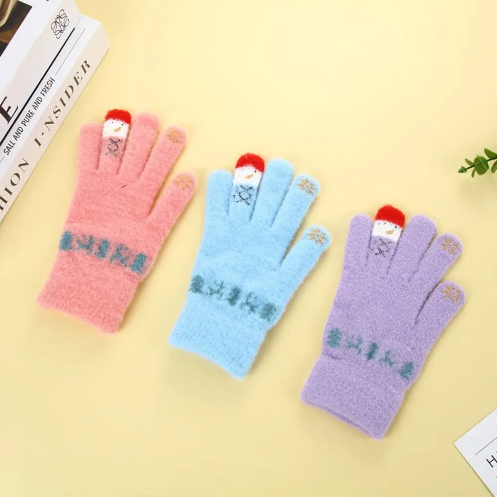 

Imitation cashmere Touch Screen Gloves Cold Weather Protection Knitted Christmas Snowman Gloves All Fingers Warm Warm Gloves