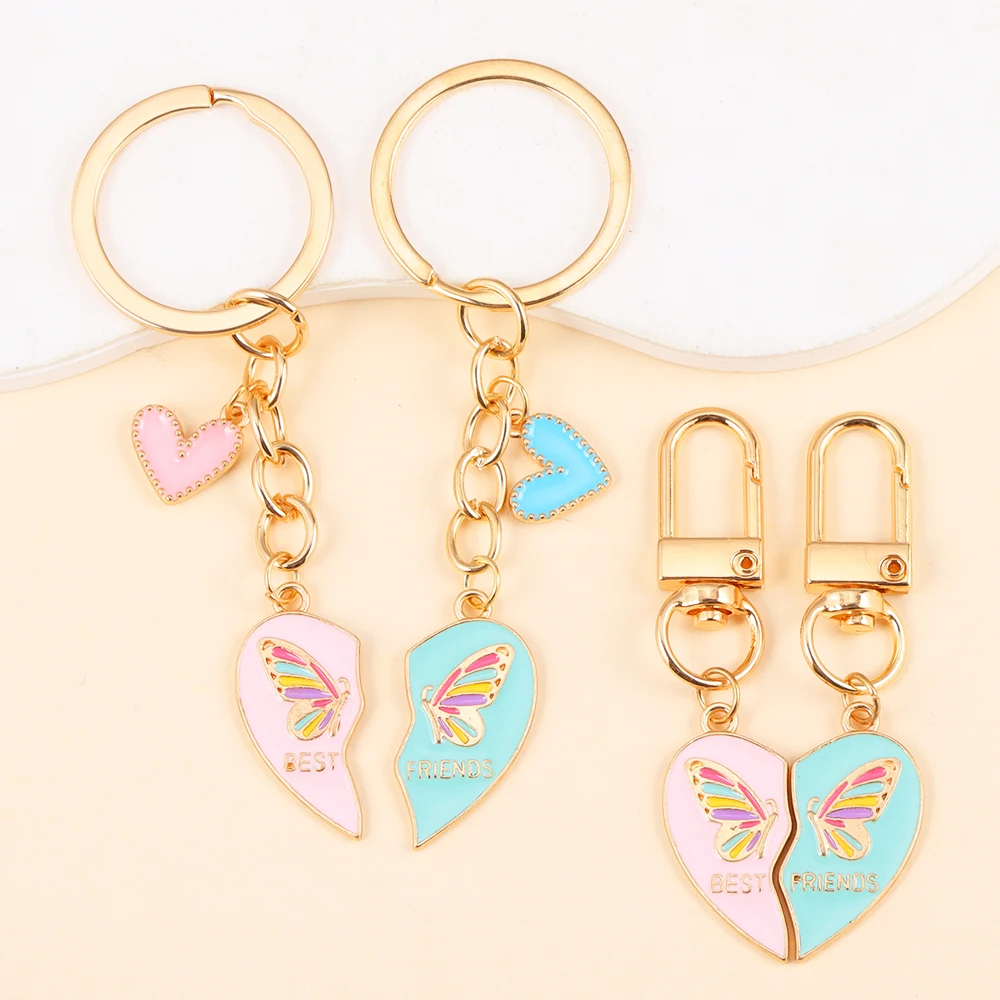 Best-Friend-Keychain-Enamel-Love-Heart-Splice-Pendant-KeyRing-BFF ...