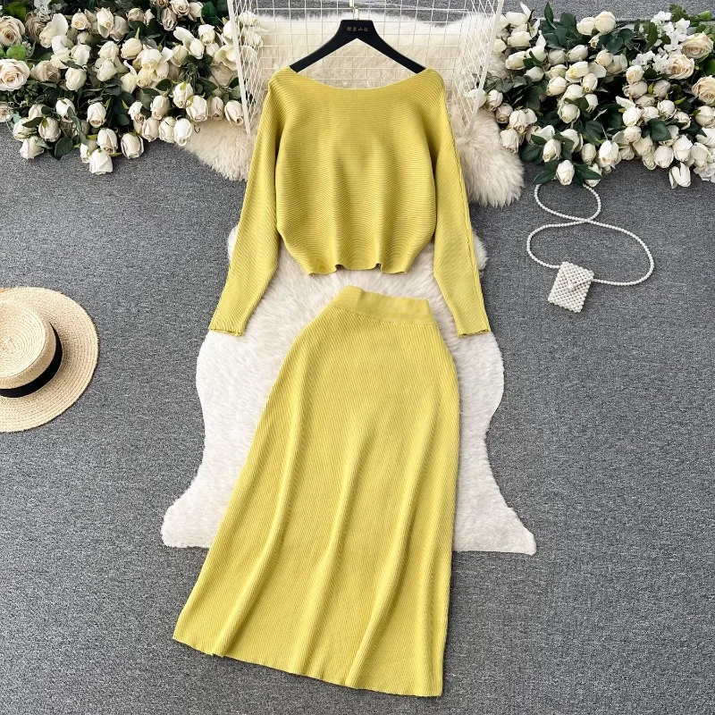 

Fashion 2-piece Skirts Sets Autumn/Winter Women's Skirt Set 2023 New Casual Loose Full Sleeve Tops+High Waist A-line Skirt Set