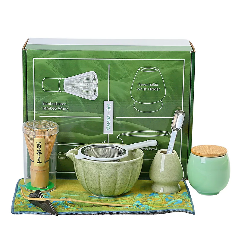 Matcha Tea Set 4/7pcs Matcha Tea Set matcha tea set matcha whisk matcha tea tools tea ceremony tools Japanese matcha making set bamboo matcha brush exquisite bowl gift box with whisk sumptuous tea tools great gifts