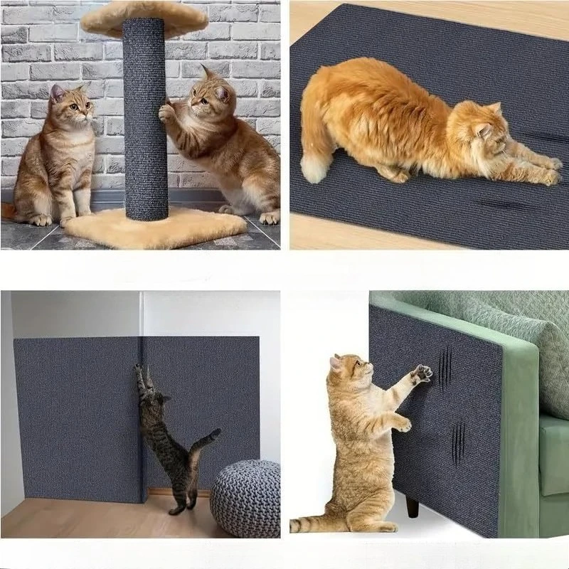 Self-Adhesive Cat Scratch Mat Durable Sisal Furniture Protector DIY Customizable Scratching Pad Couch Sofa Protection