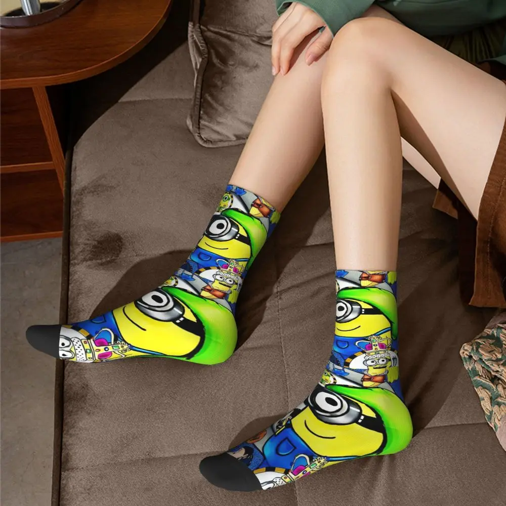 Custom Cool Print M- Minions Cartoon Socks for Women Men Stretchy Summer Autumn Winter M- Minions Bananas Crew Socks 110 S4eff120ae60140709ded2a9ae4e98245J