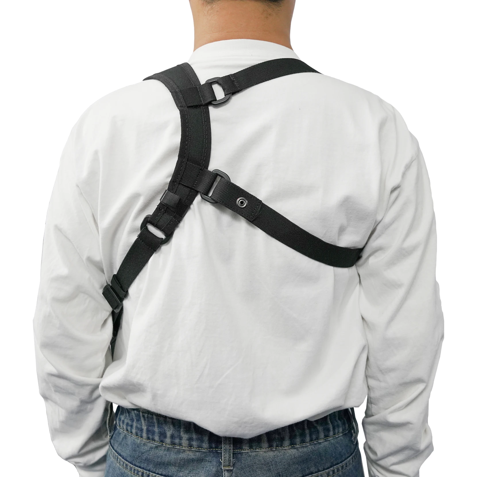 Hys Nylon Chest Harness Pack, Adjustable Shoulder Strap With An Adjustable Single Radio Pouch For Motorola Baofeng Kenwood Midland Handheld 2 Way Radios Walkie Talkies Black Small