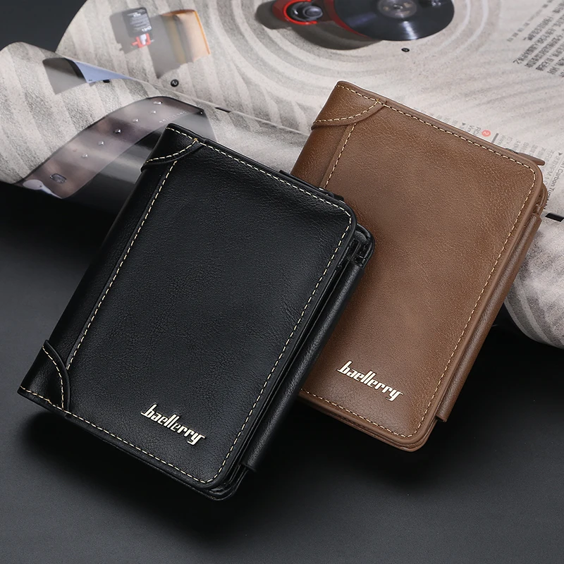PU Leather Men Wallets Zipper Short
