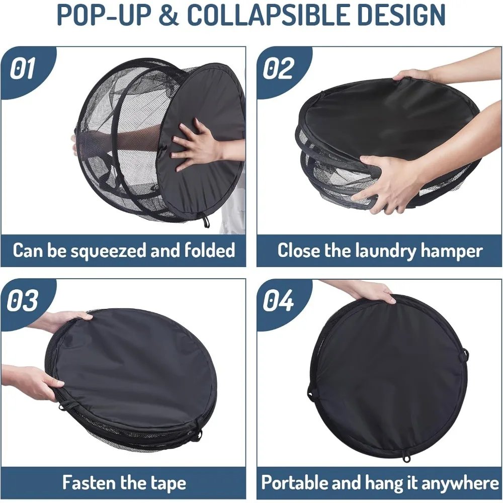 Folding Dirty Laundry Sorting Basket Large Mesh Yarn Storage Bag Frame Bucket Laundry Organizers Storage Pouch Storage Organizer 4
