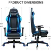 Gaming Chair with Footrest, Ergonomic Computer Game Desk Chair, Reclining Gamer Chair Seat Height Adjustment, Swivel Rocker 3