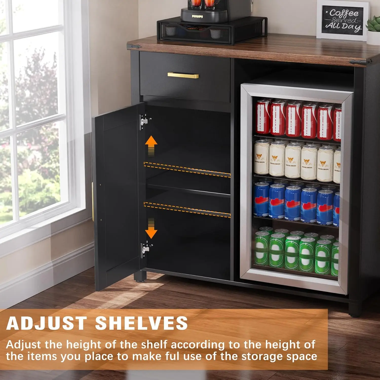 Mini Fridge Cabinet with Storage 6