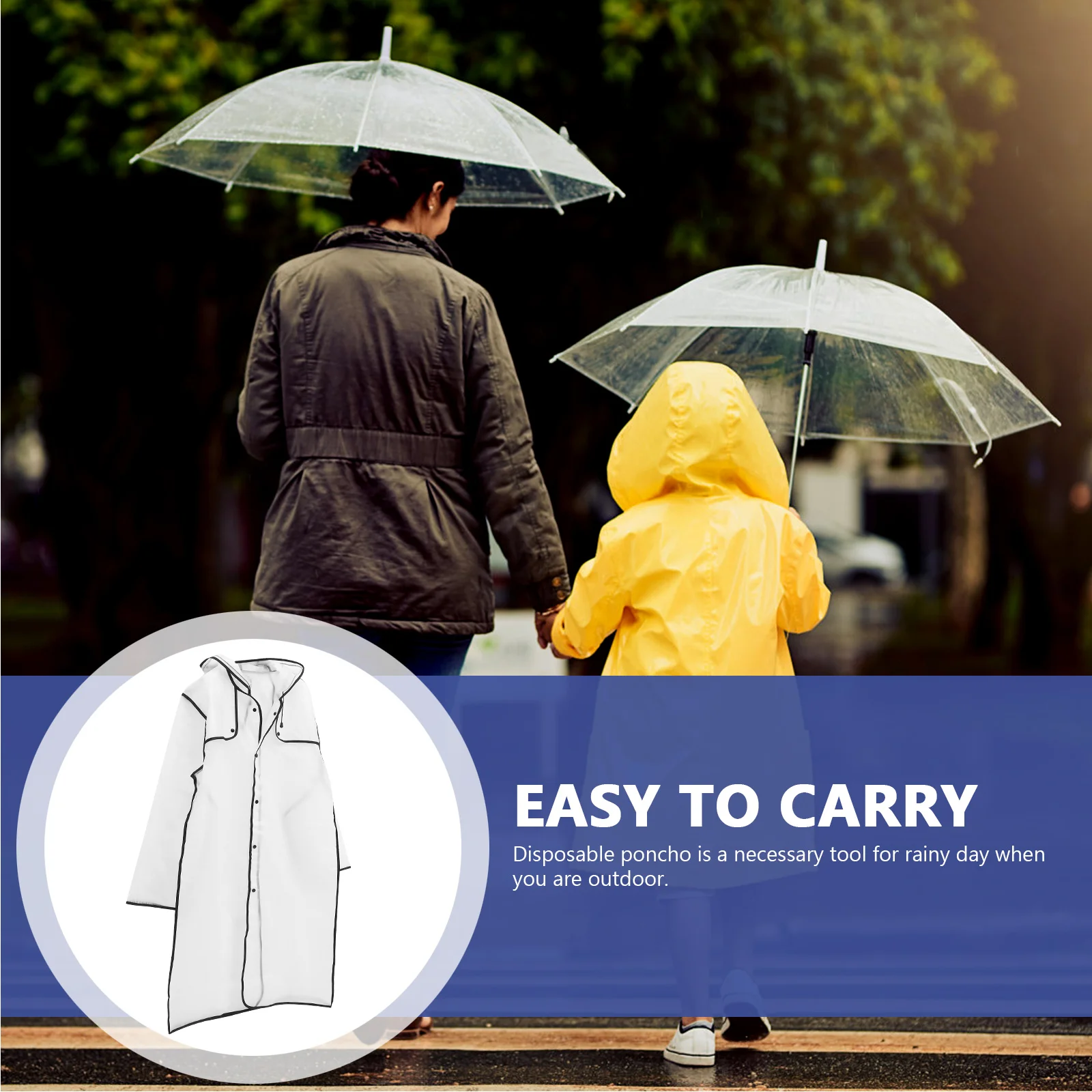 

Clear Rain Coat Body Overall EVA Fashion Hooded Rain Coat Black Edge Hooded Rain Coat Rainwear Slicker Body