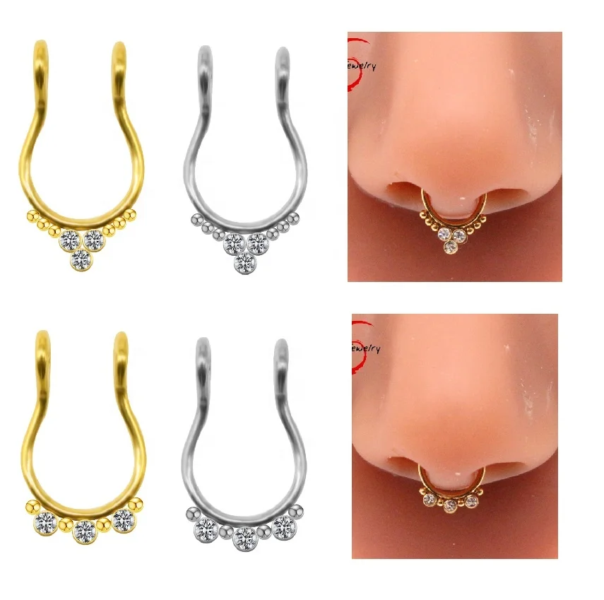 Lot De 9 Faux Piercings Nez Acier Inoxydable 8 Mm - Couleurs Or, Argent, Noir, Rose, Hypoallergénique