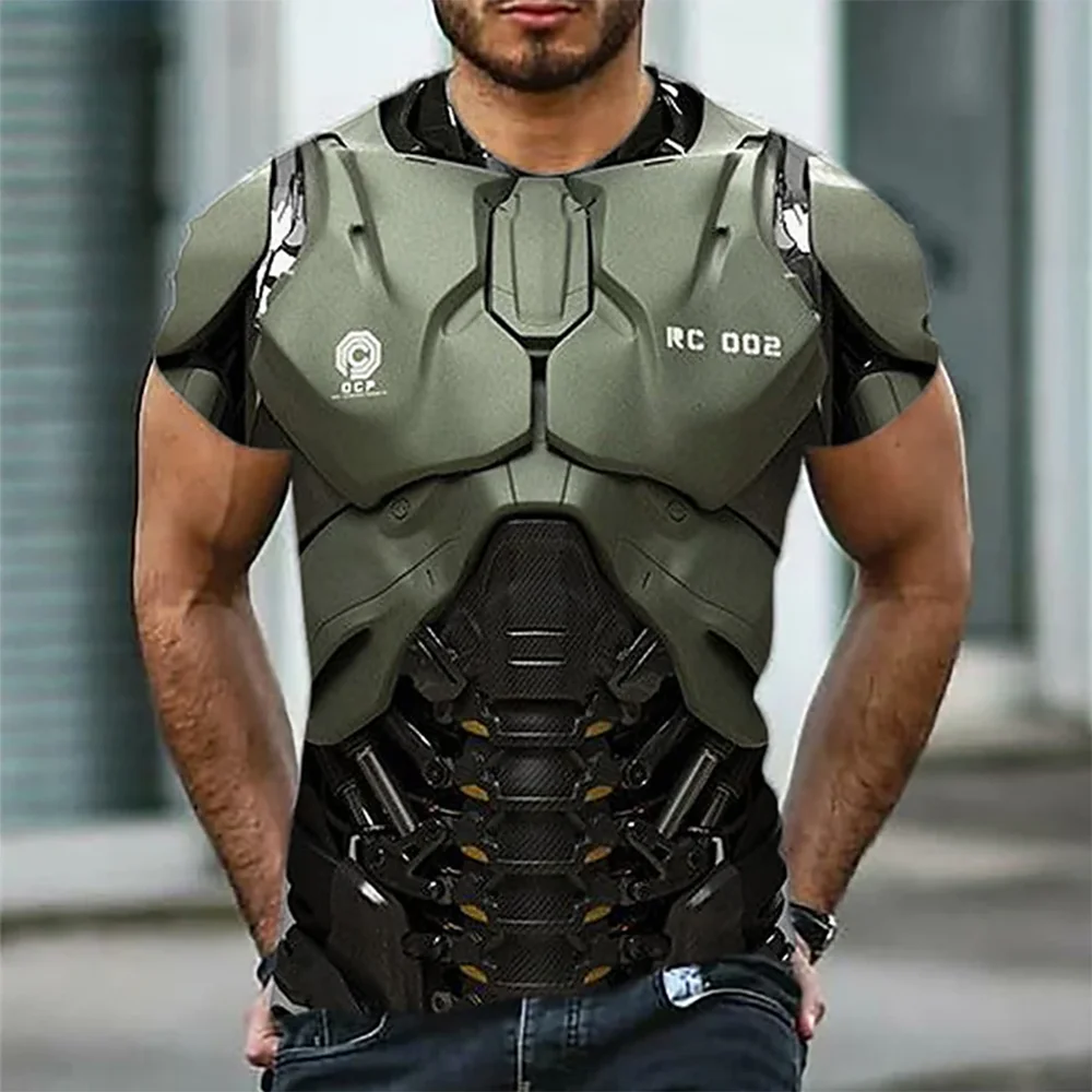 

Men's T-shirt 3D Armor Fashion Short Sleeve Printing Casual Top Street Breathable 6xl Men's T-shirt Clothing