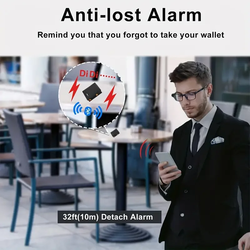 Smart Leather Wallet Android ISO Locator Finder Wallet Purse Air Tag Android Card Holder Tracking GPS Tracker for Gift New Gift