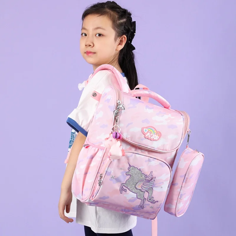 Grade 1-6 Students Children Cute Unicorn Fashion Large Capacity Backpacks New Girls Sweet Princess Cartoon Students Pen Bags Hot