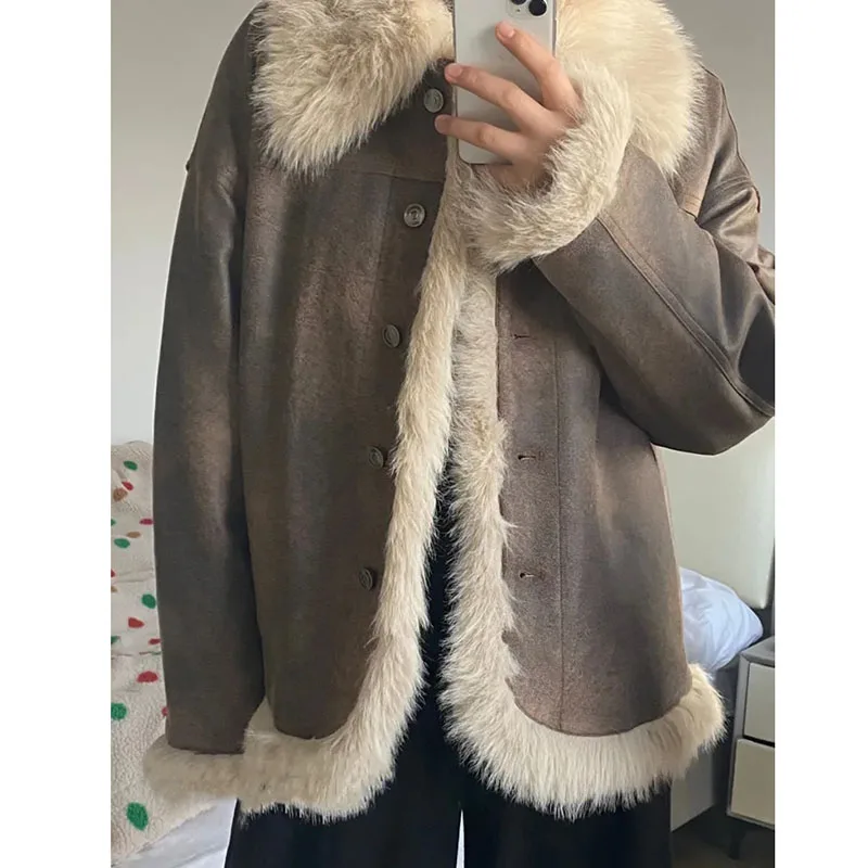 Lamb Wool Fur one Cotton-Padded fUR Coat 2024 Winter Fatty Senior Sense Plus Cashmere Thick Cotton-Padded Coat Jacket Zichao X4