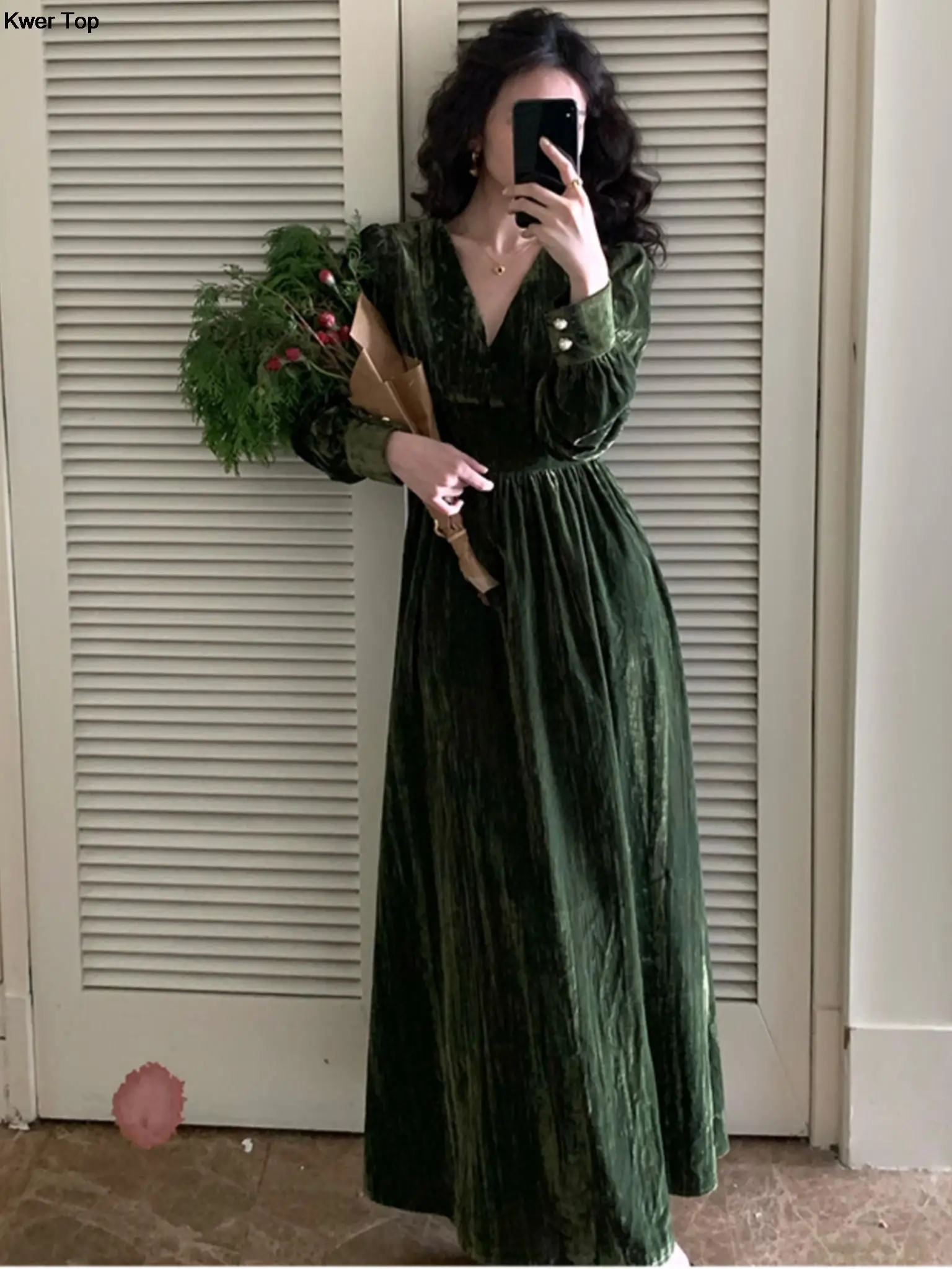 Lovely Dark Green Dress - Velvet Dress - Velvet Maxi Dress - Lulus