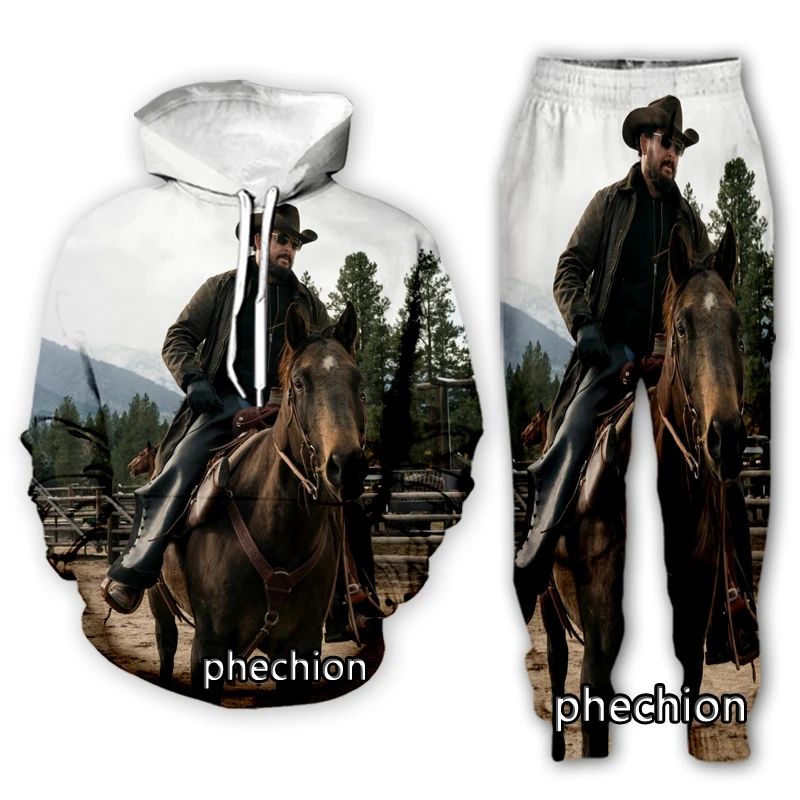 

phechion New Men/Women Yellowstone 3D Print Clothing Long Sleeve Fashion Sweatshirt Hoodies Sporting Casual Pants Z180