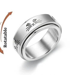 Stress-Relief Fidget Spinner Couple Rings | Rotating Stainless Steel Jewelry - 8 (1249)