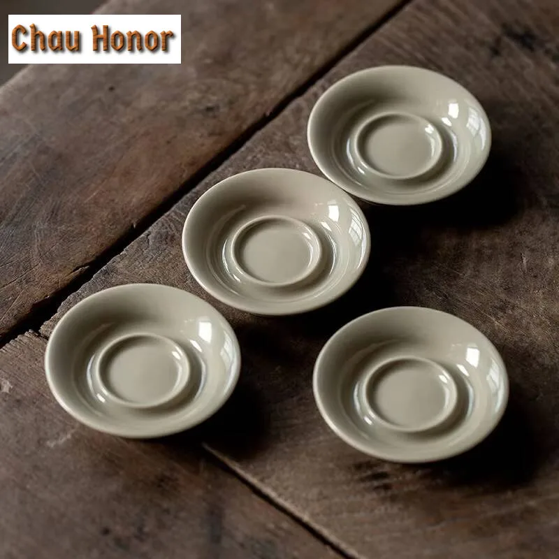 2pc/lot Plant Ash Glaze Japanese Tea Cup Holder Coaster Thermal Insulation Ceramic Coaster Kungfu Teaset Tea Ceremony Tea Pad