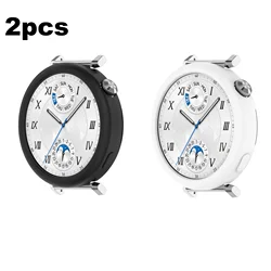Premium Silicone Watch Case - Soft Protective Cover and Accessory for Watch GT5  46mm (Black white)
