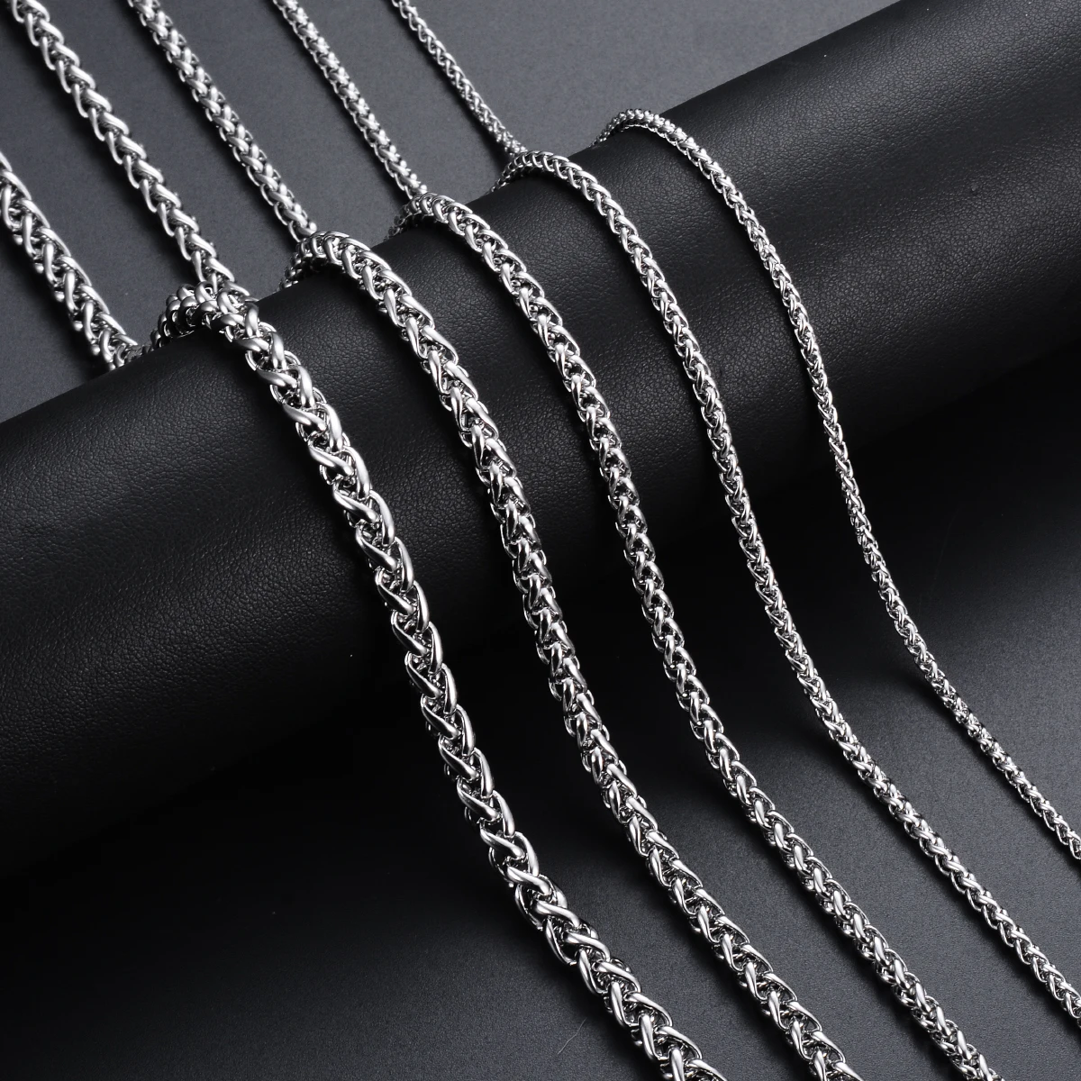 Keel Link Chain Stainless Steel Necklace for Men Women Braided Wheat Chain 2.5/3/4/5/6mm Daily Jewelry