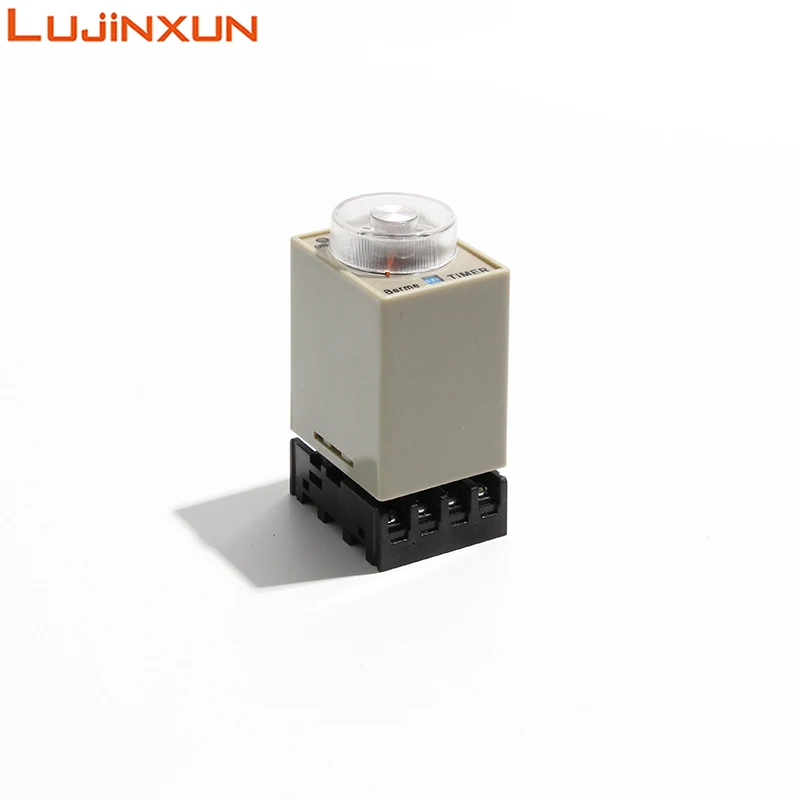 LUJINXUN AH3-3 Time Relay 220V 110V 24V Power-on Delay Timer Range 30/60 Seconds 3/6 Minutes AH3-3 Original with Base