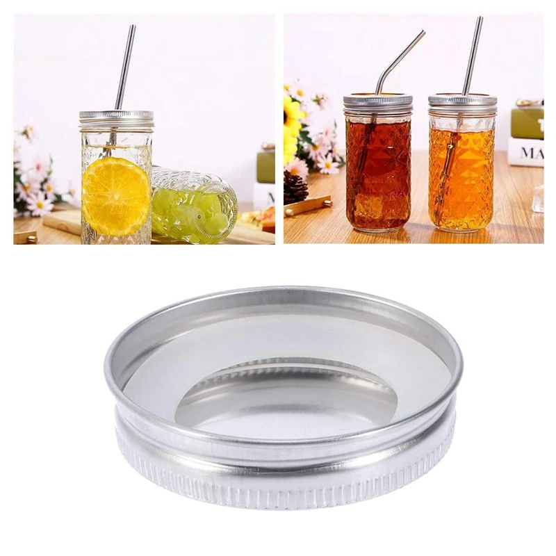 Regular Mouth Lids For Mason Jar Lids Plastic Storage Caps 70Mm & Silicone Sealing Rings For Leak Proof Mason Jar