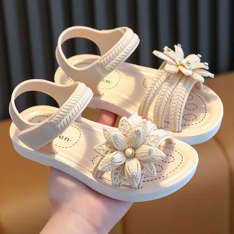 Cute Pink White Sandals Flower Decor Open Toe Sandals Kids Girls Breathable Lightweight Sandals Summer Indoor Outdoor Beach 11 S4f002adcea8c4194b1c43c246ea6862d2