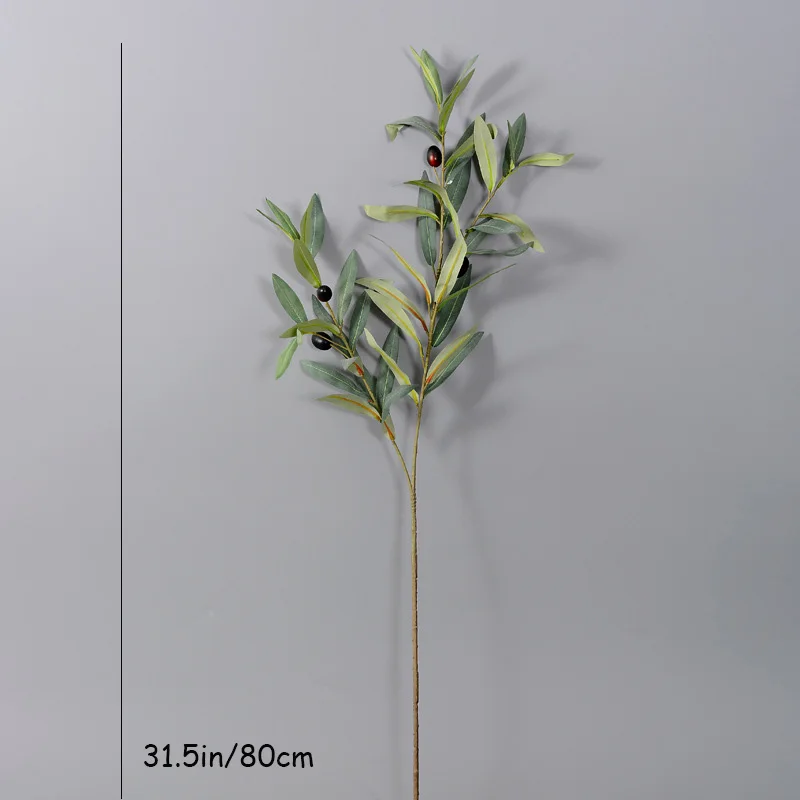 Ramo D'Ulivo Artificiale Con 105 Foglie E 6 Olive – Lunghezza 53 Cm – Pianta Finta Per Decorazione Floreale - 2