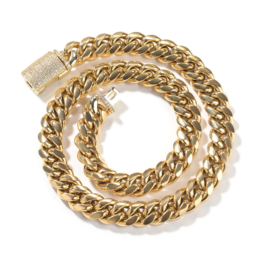 THE BLING KING Stainless Steel 8mm/10mm/12mm Cuban Chain Necklace