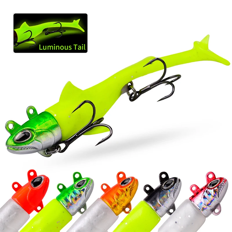 

T-tail Lures Fish-shaped For Pike 12cm 56g With Hook Spoon Wobble Luya Soft Fake Bait Fishing Accessories Tackle Lures