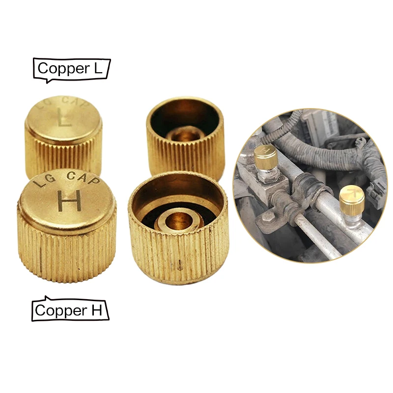 10pcs Car Air Conditioner Refrigerant Dust Cover Valve Core Caps High Low Side Port Cap Auto High Low Pressure Caps Accessories