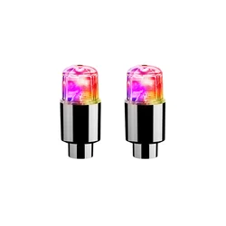 Set of 4 Vibrant LED Wheel Lights for Tire Valve Caps - Neon Light Covers for Vehicles and Bicycles (2Pcs Colorful)