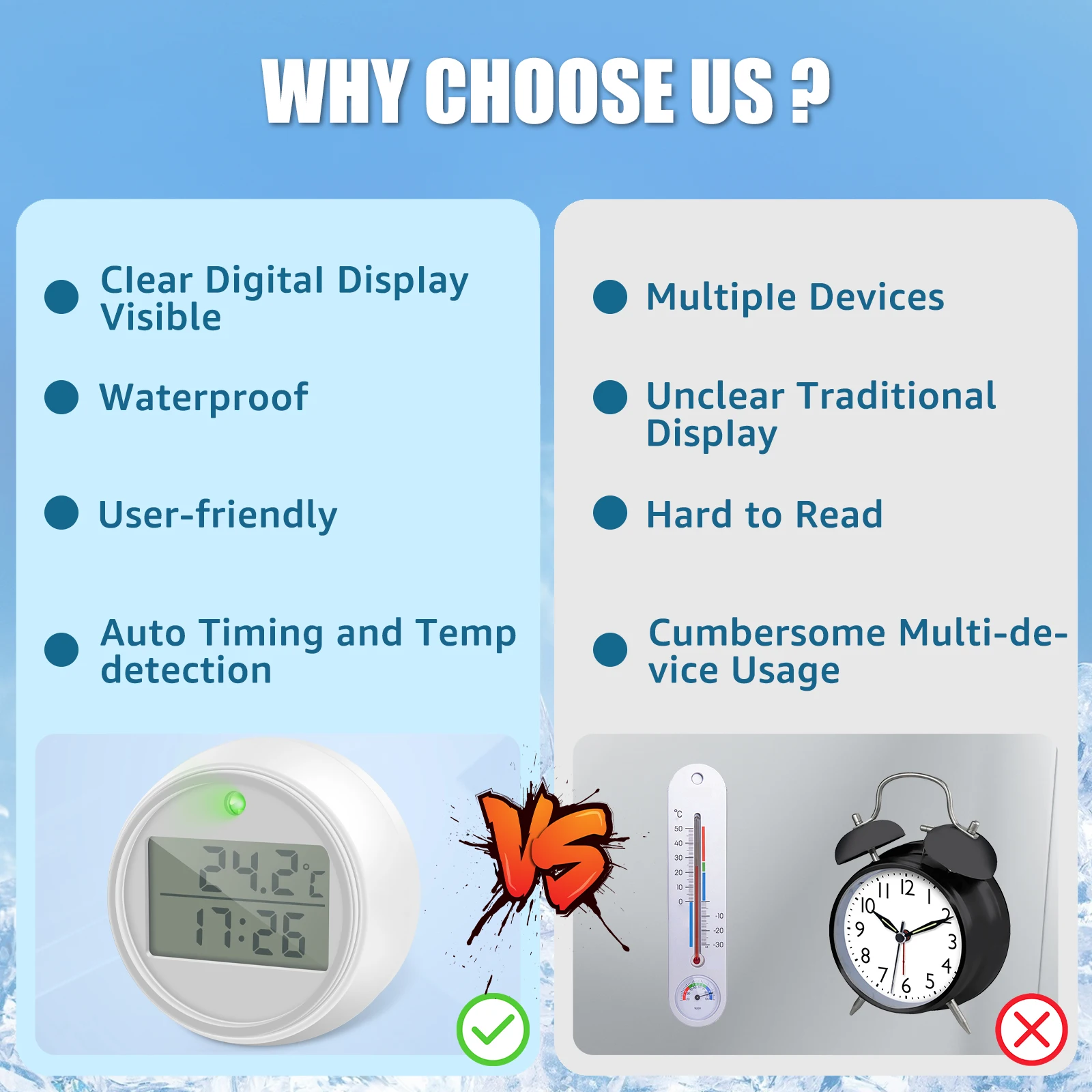 Floating Pool Thermometer Ice Swimming Bath Water Clear Digital LCD Temperature Monitor with Flashing Light LED for -31&deg;F～150&deg;F water thermometer digital thermometer non medical thermometer