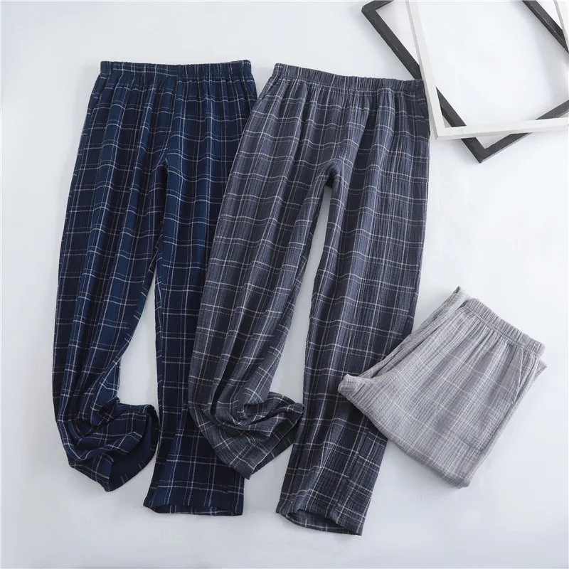 

Newest Spring and Autumn Plaid Design Men's Cotton Straight Tube Pants Pajamas Homewear Pijamas for Men Sleepwear Long Trousers