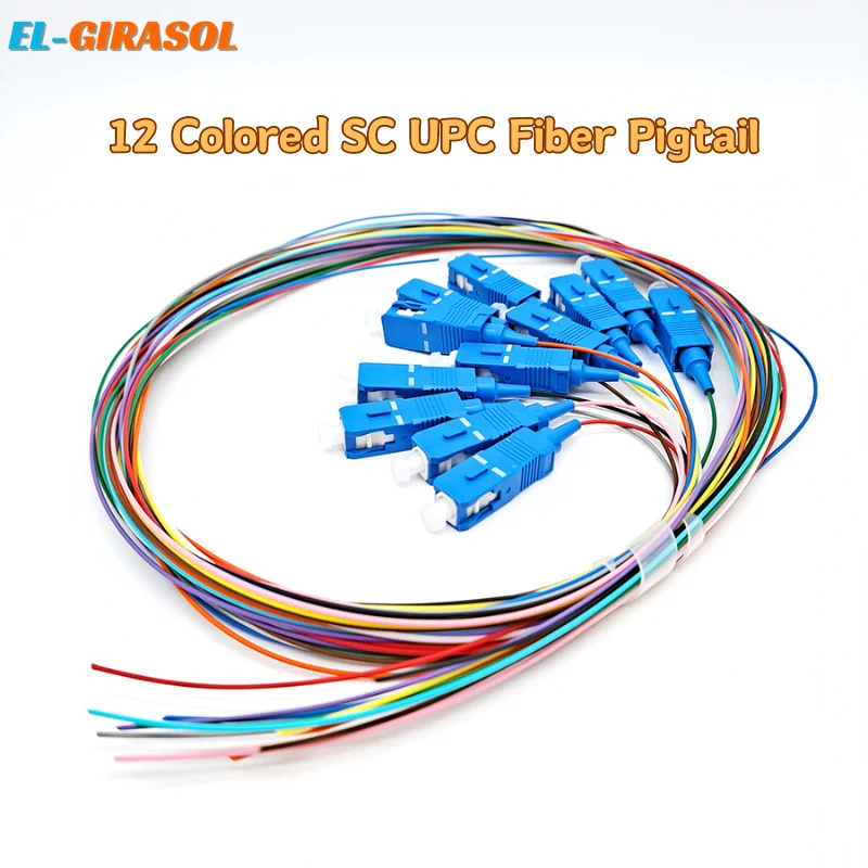 12 colored SC UPC Fiber Optic Pigtail 1.5m Sing Mode 9/125um 0.9mm Simplex PVC quality factory supply ftth