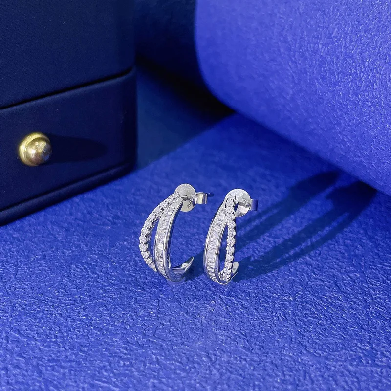 100% Echte Natürliche Diamant-Ohrringe Luxuriöse 18K Gold Diamant-Creolen F/G Farbe VS Reinheit Brillante Diamanten Feiner Schmuck – Detail 4